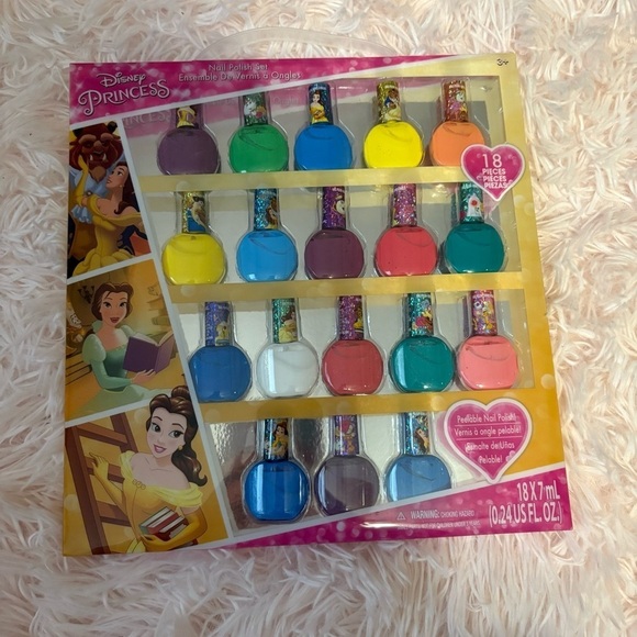 Disney Princess Nail Polish Set 18-Piece NEW Kid Belle Rapunzel Tiana Cinderella - Picture 1 of 2